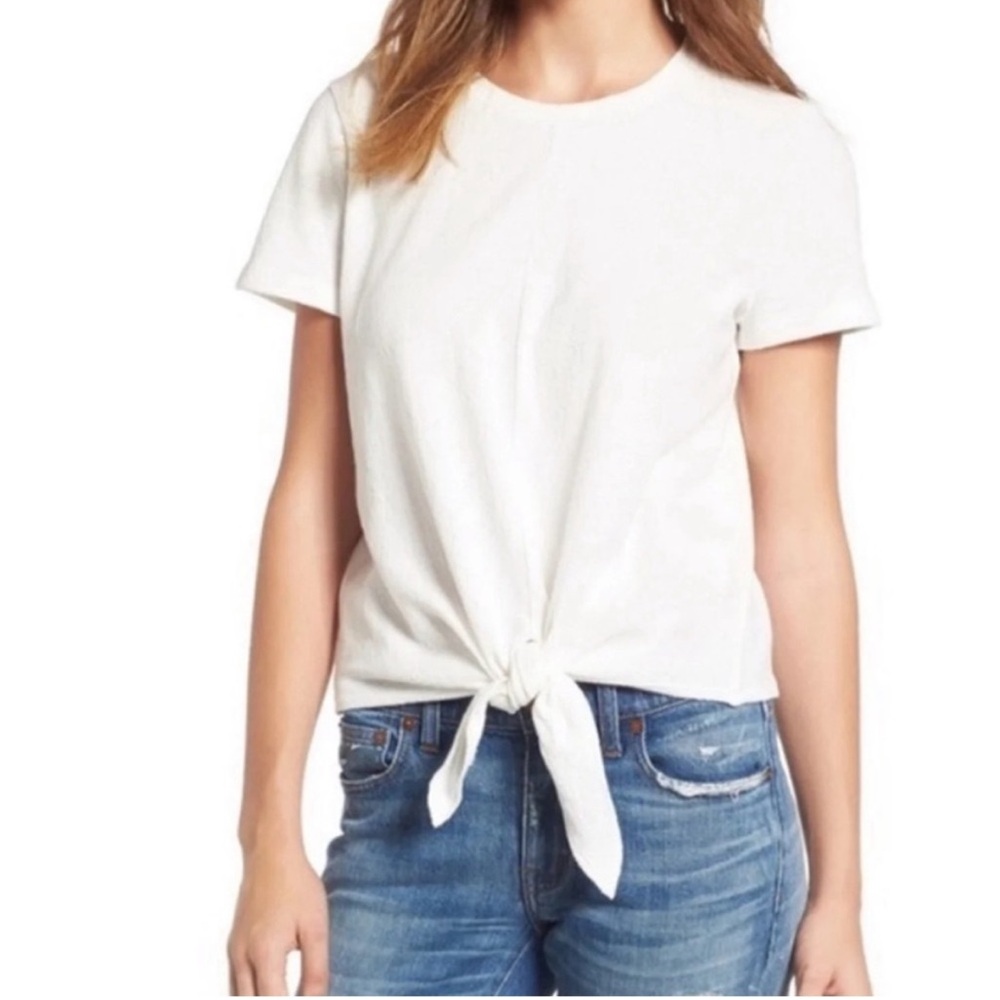 Madewell Tie-front Cotton Shirt in White